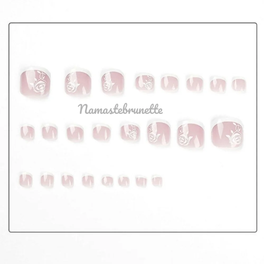 2/$16 Floral French Tip Press On Toenails